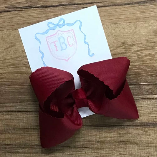 TBC Maroon Scallop Bow Clip