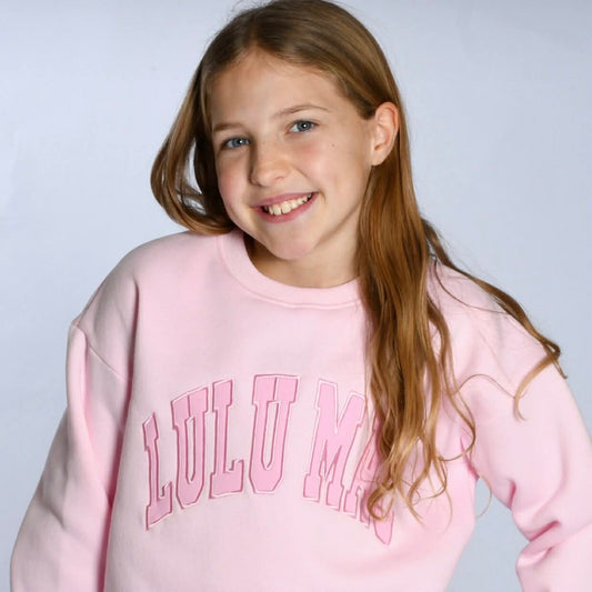 Lulu Mac YOUTH Sweatshirt Pink Mono Stitch