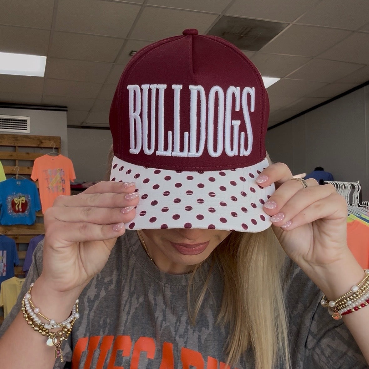 Bulldogs Maroon Polka Dot Hat