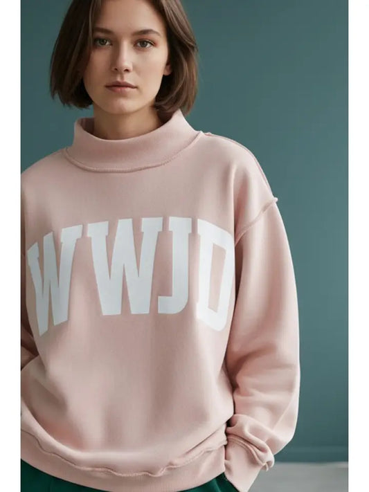 WWJD/AMEN Reversible Blush Mock Neck
