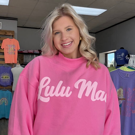 Lulu Mac Script Mockneck Pink/Light Pink Puff