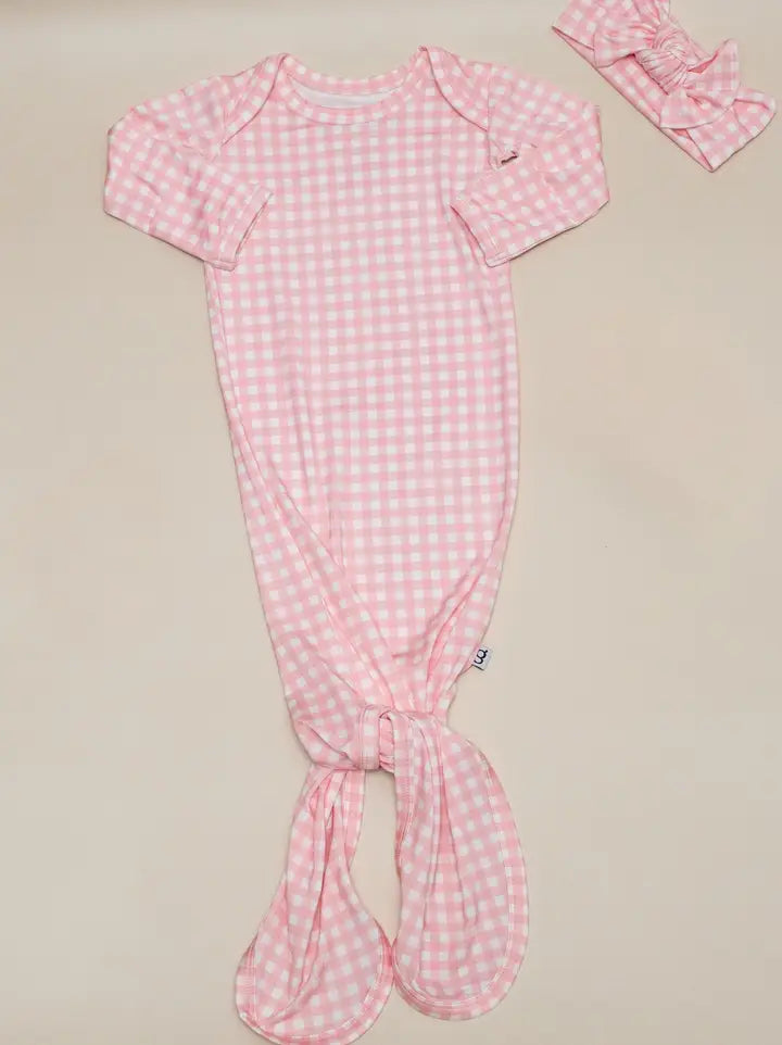 Pink Gingham- Knotted Gown