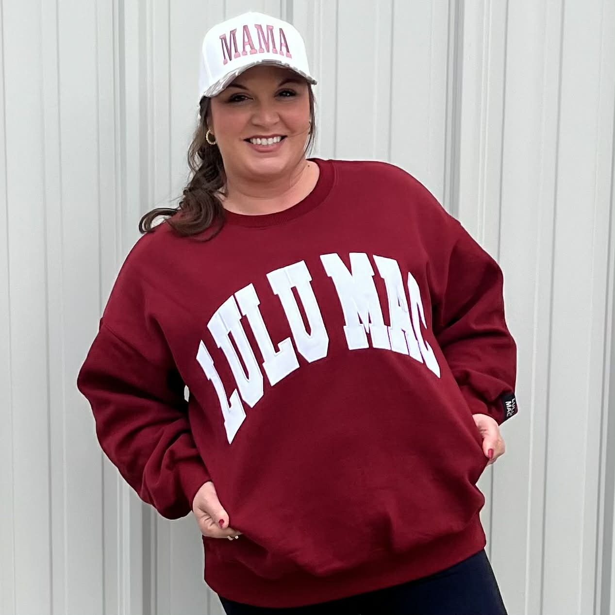 Lulu Mac Sweatshirt Maroon with White Stitch