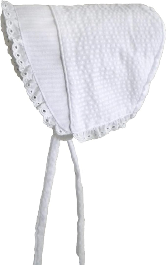 White Seersucker Bonnet