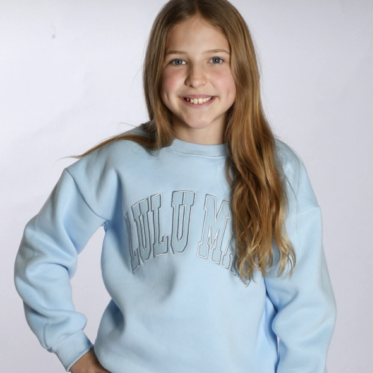 Lulu Mac YOUTH Sweatshirt Blue Mono Stitch