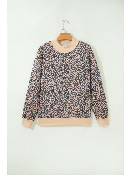 Mock Neck Leopard