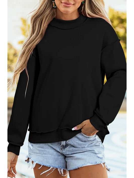 Mock Neck Reversible Black
