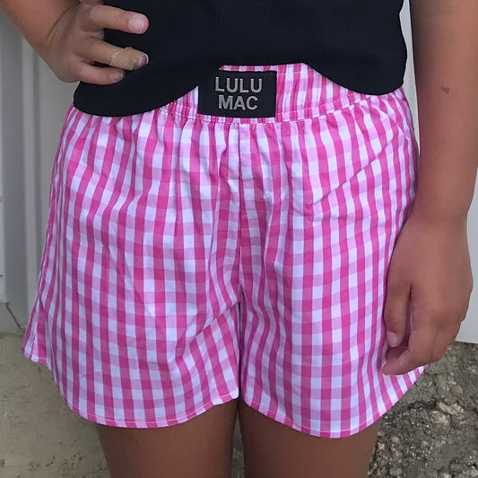 Lulu Mac Shorts Youth Pink Gingham