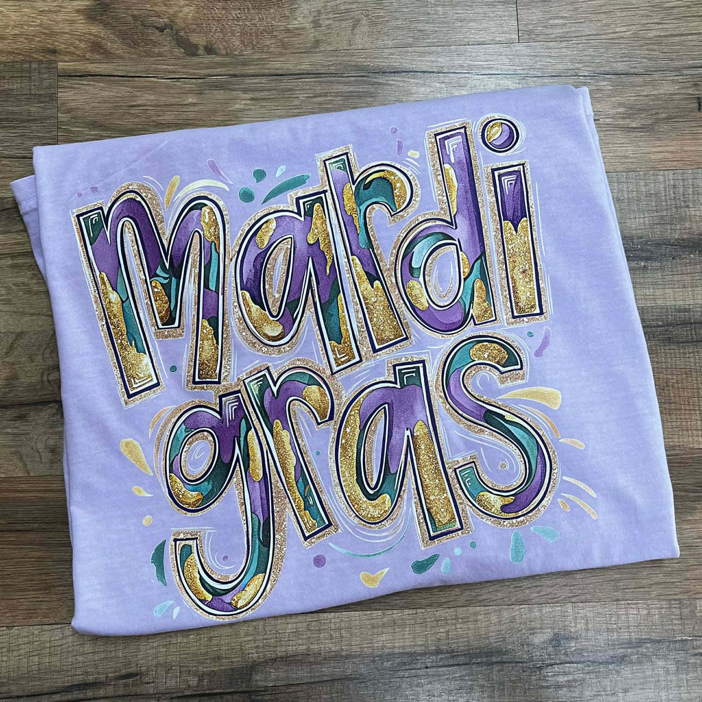 Mardi Gras Splatter Lilac Shirt
