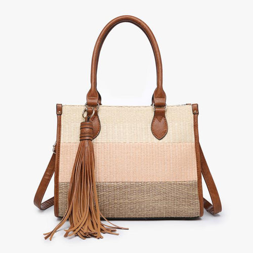 Alma Striped Tri-Color Satchel w/ Large Tassel