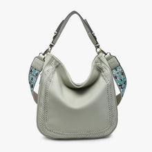 Load image into Gallery viewer, Aris Whipstitch Light Sage Hobo Crossbody w/Guitar Strap