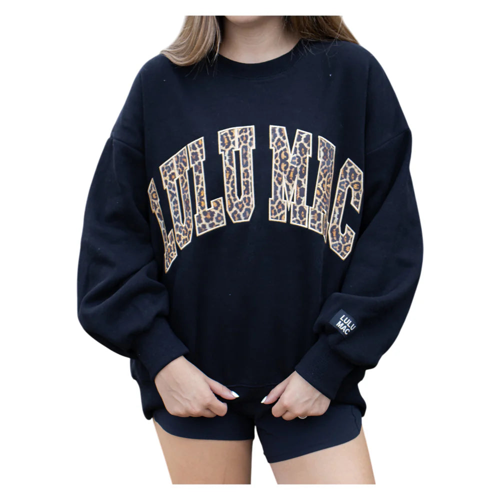 Lulu Mac Sweatshirt Black with Leopard