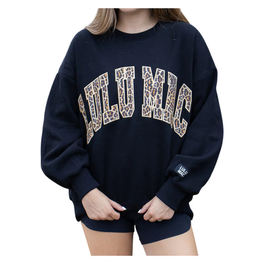 Lulu Mac Sweatshirt Black with Leopard