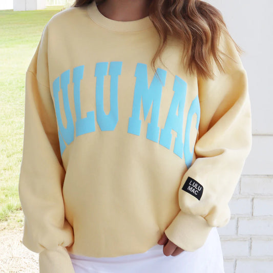 Lulu Mac Sweatshirt Butter with Blue Puff