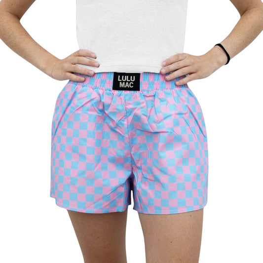Lulu Mac Shorts Blue & Pink Checkered