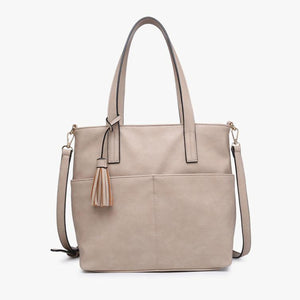 Cassandra Double Pocket Tote- Beige