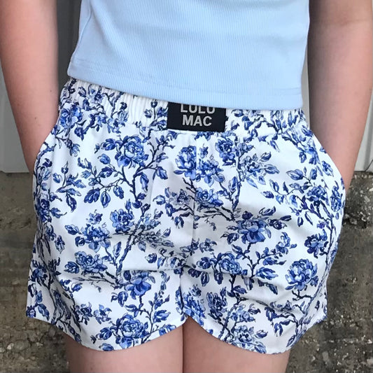 Lulu Mac Boxer Shorts Blue Flower Youth