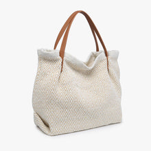Load image into Gallery viewer, Danielle Boho Beige Printed Cotton Tote w/ Zip Top