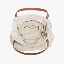 Load image into Gallery viewer, Danielle Boho Beige Printed Cotton Tote w/ Zip Top