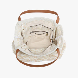 Danielle Boho Beige Printed Cotton Tote w/ Zip Top