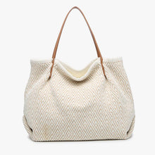 Load image into Gallery viewer, Danielle Boho Beige Printed Cotton Tote w/ Zip Top