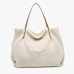 Danielle Boho Beige Printed Cotton Tote w/ Zip Top