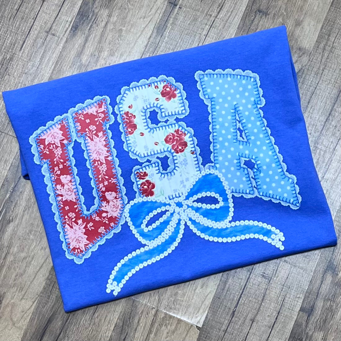 USA Lace Floral Short Sleeve
