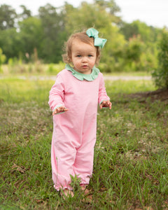 Emily Romper- Sage & Dusty Pink Stripe