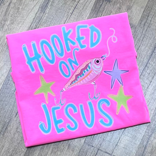 Hooked on Jesus Pink Short Sleeve