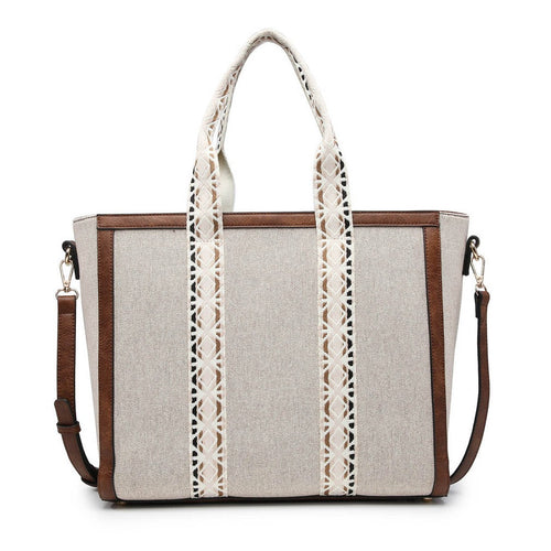 Haley Canvas Tote w/ Contrast Straps