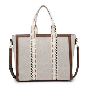 Haley Canvas Tote w/ Contrast Straps