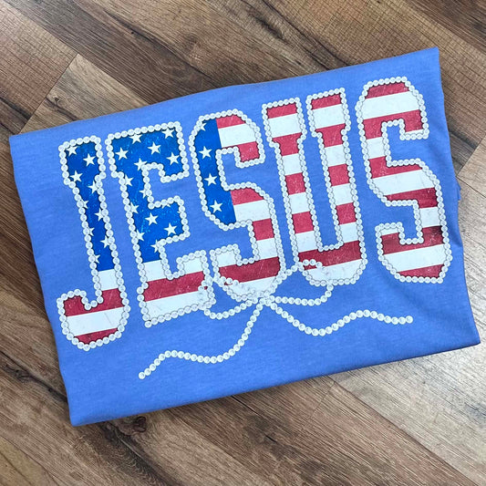 Patriotic Jesus Pearls Short Sleeve