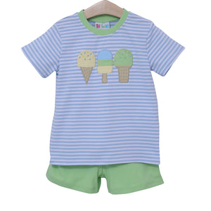 Ice Cream Applique Boy Short Set Jellybean