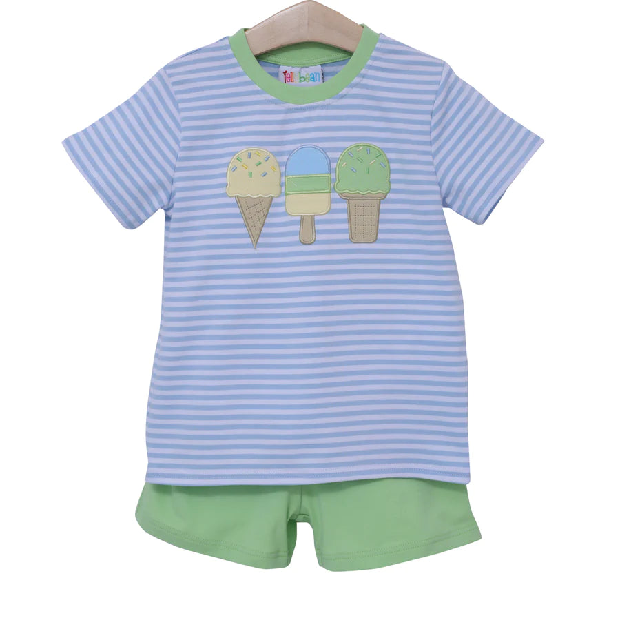 Ice Cream Applique Boy Short Set Jellybean