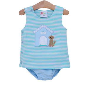 Dog House Applique Boy Diaper Set Jellybean