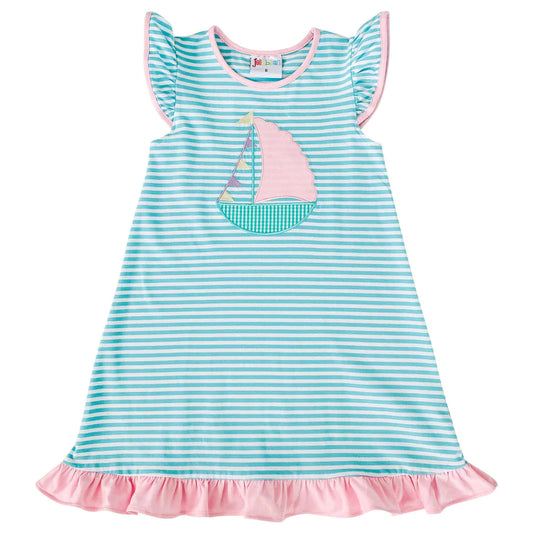 Sailboat Applique Flutter Dress Jellybean