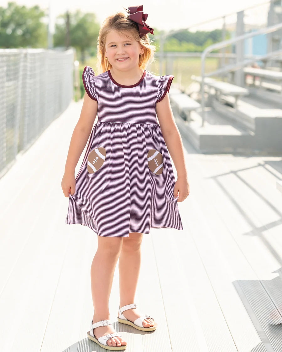 Jellybean Maroon Stripe Football Dress