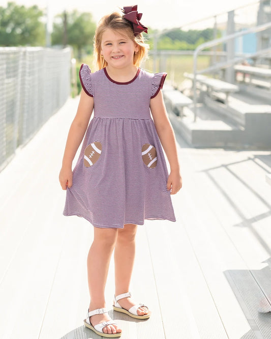 Jellybean Maroon Stripe Football Dress