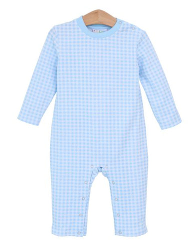 James Romper-Light Blue Gingham