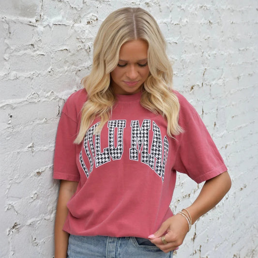Lulu Mac T-Shirt Houndstooth Crimson