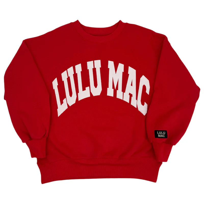 Lulu Mac Sweatshirt Red with White Puff
