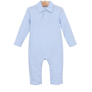 Michael Polo Romper-Light Blue Stripe