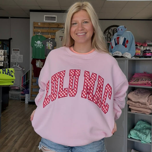 Lulu Mac Sweatshirt Pink With Red Gingham