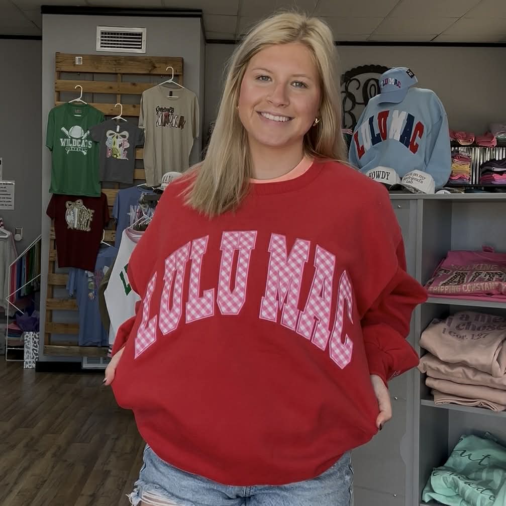 Lulu Mac Sweatshirt Red With Pink Gingham