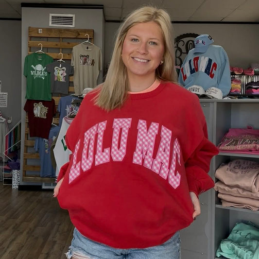 Lulu Mac Sweatshirt Red With Pink Gingham