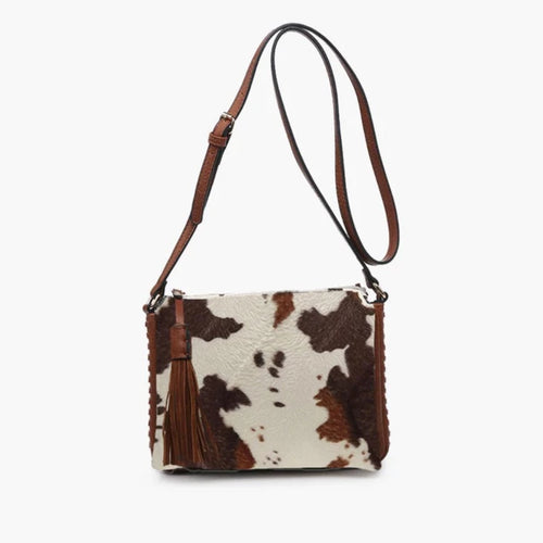 Sabrina 2 Tone Crossbody- Cow-Brown