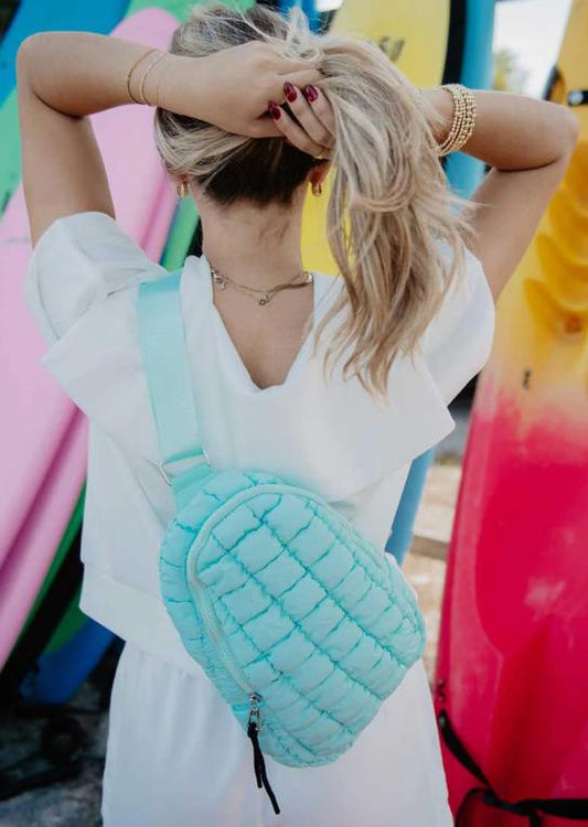 Quilted Sling Crossbody Bag Mint