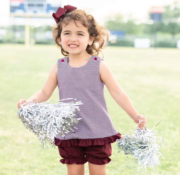 Jellybean Maroon Stripe Swing Back Bloomer Set