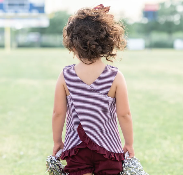 Jellybean Maroon Stripe Swing Back Bloomer Set
