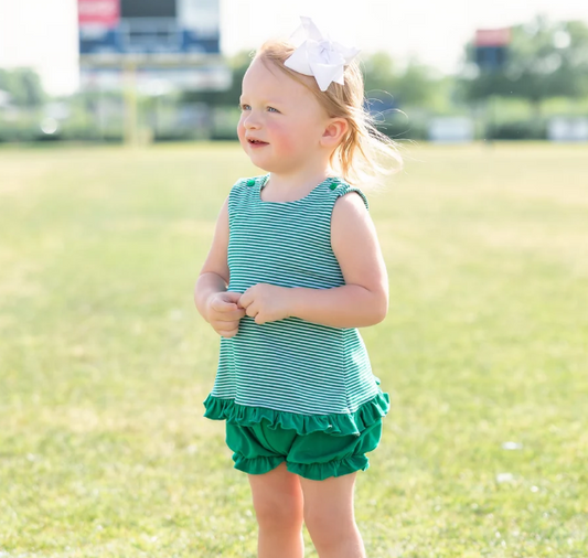 Jellybean Green Stripe Swing Back Bloomer Set